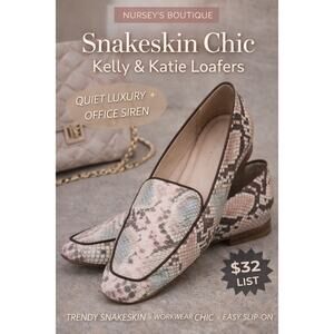Kelly & Katie Snakeskin Loafers Square Toe Flats Women’s 8M Faux Leather